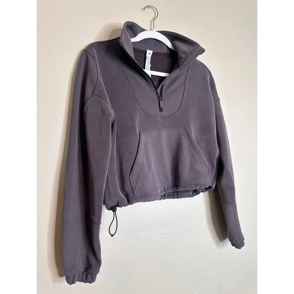 Lululemon Brushed Softstreme Ribbed Half Zip Espresso 4